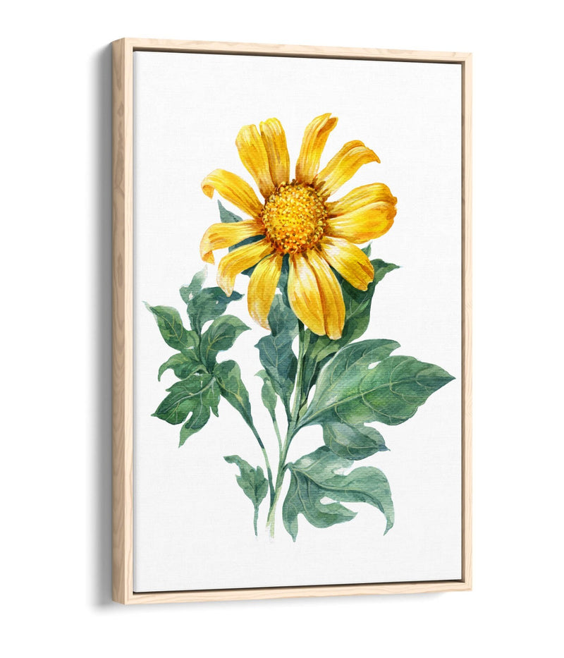 Sunflower Canvas Art - Vibrant Watercolor Print | Float Effect Wall Decor