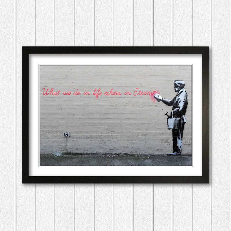 Banksy Framed Poster – Urban Street Poster With Handmade UK Frame & Archival Ink Print
