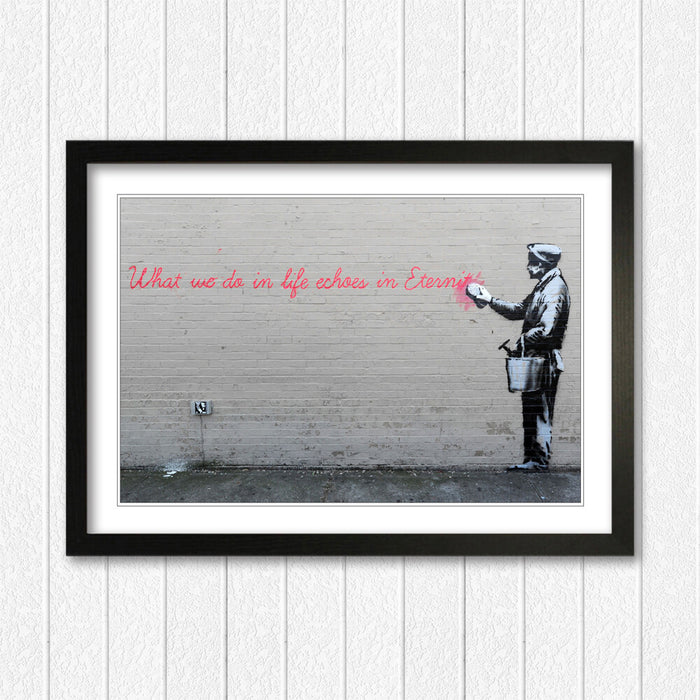 Banksy Framed Poster – Urban Street Poster With Handmade UK Frame & Archival Ink Print