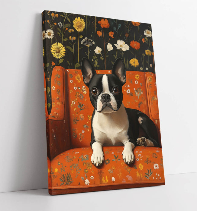 French Bulldog Canvas - Cute Floral Canvas Print | Premium Handmade Wall Art