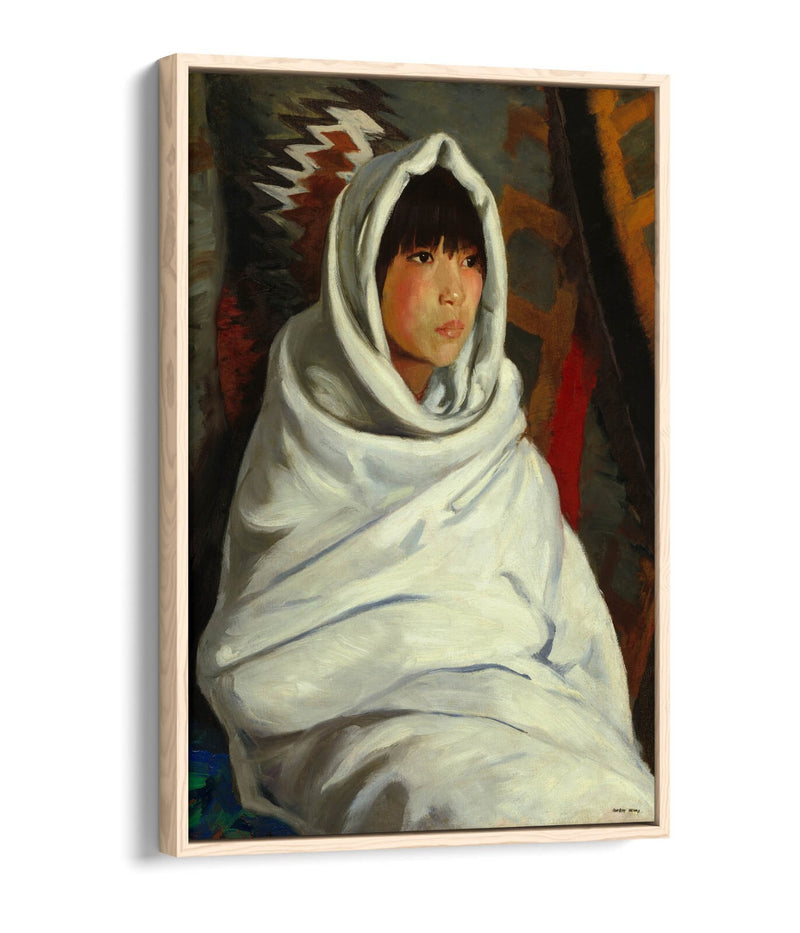 Canvas Wall Art Print - Girl in White Blanket | Handmade Float Effect Canvas