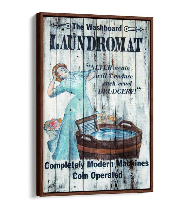 Vintage Canvas Wall Art - Blue Laundry Room Print | Float Effect, Ready to Hang