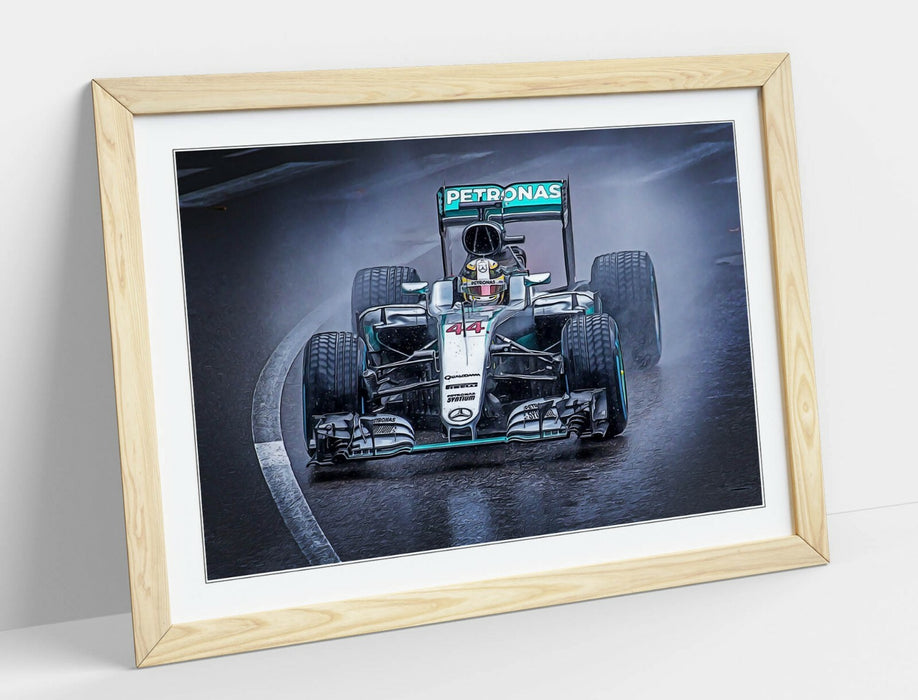 Lewis Hamilton Poster - Mercedes F1 Artwork | Framed Wall Art, Ready To Hang