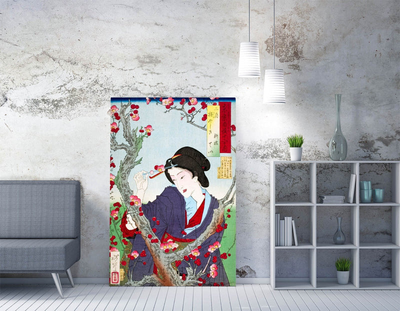 Canvas Wall Art – Japanese Woman by Plum Tree | Premium Handmade Print