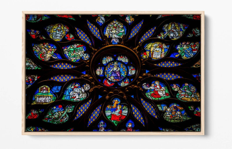 Stained Glass Canvas - Multi Colour Print Float Effect Frame | Handmade Wall Art