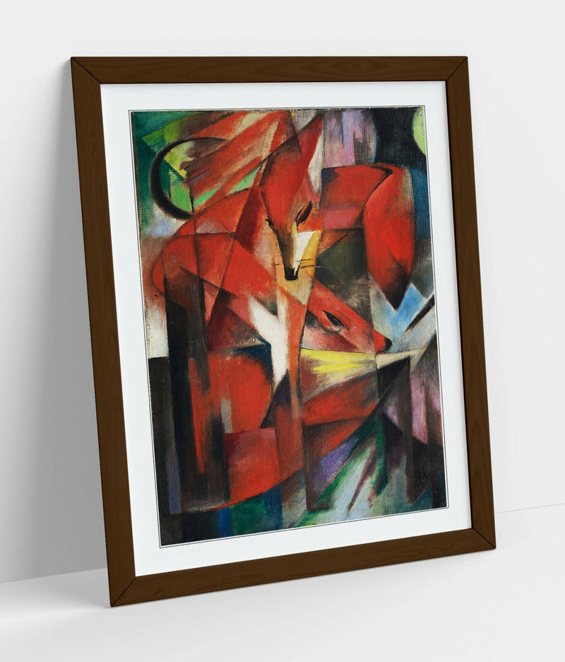 Framed Art Poster - Franz Marc The Foxes Artwork With Woodgrain Frame | Ready To Hang