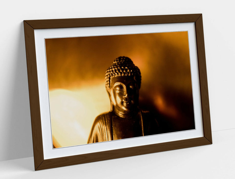 Gold Buddha Statue - Framed Wall Art Print With Handmade UK Frame & Archival Grade Print