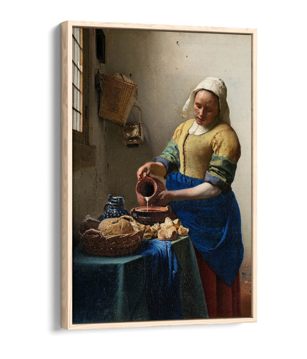 Float Effect Canvas Art - Johannes Vermeer The Milkmaid Premium Wall Print