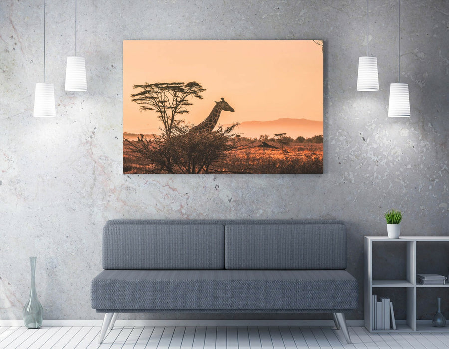 GIRAFFE SAFARI SUNSET -CANVAS WALL ART PRINT ARTWORK ANIMAL FRAMED- ANIMAL PHOTO