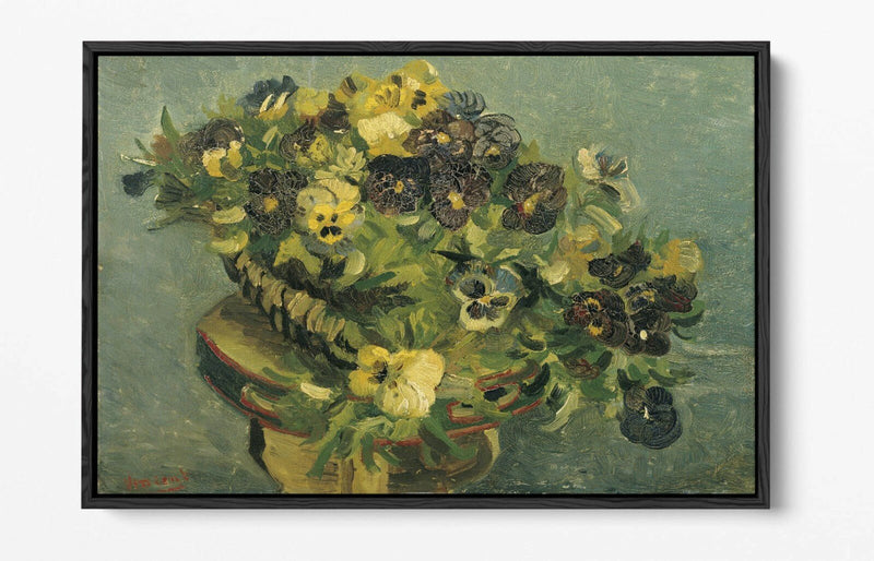 VINCENT VAN GOGH, BASKET WITH VIOLETS -FLOAT EFFECT CANVAS ART PRINT
