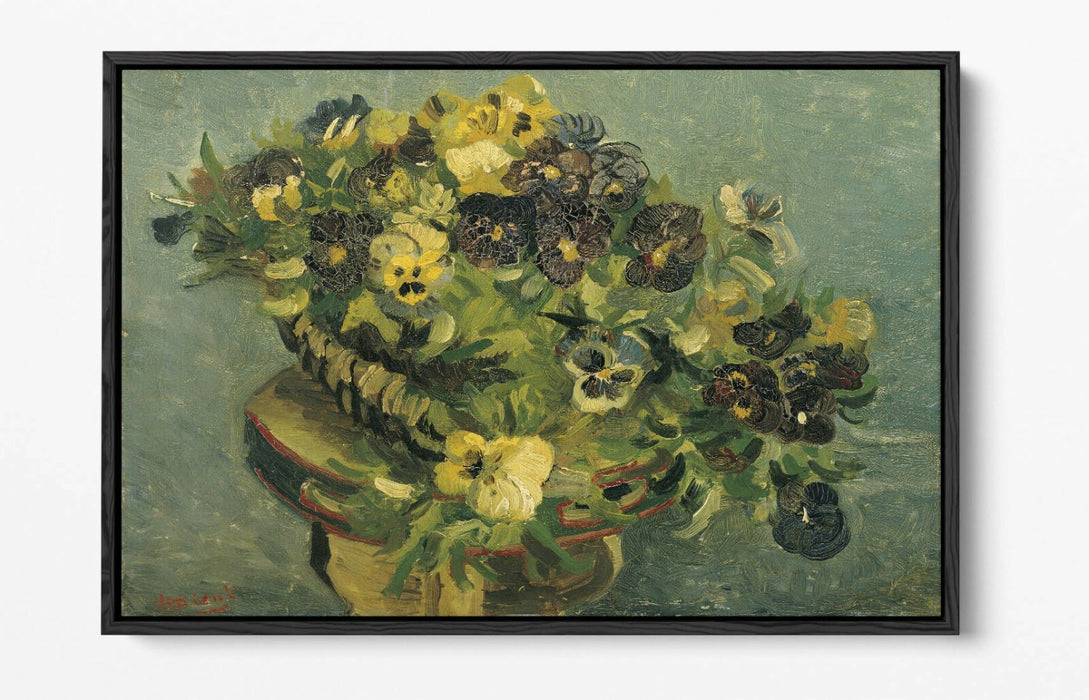 VINCENT VAN GOGH, BASKET WITH VIOLETS -FLOAT EFFECT CANVAS ART PRINT