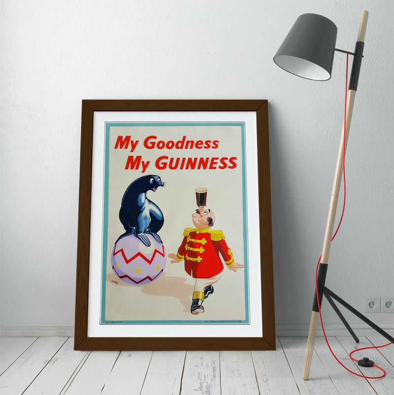 Vintage Guinness Poster - Framed Wall Art Picture Print With Woodgrain Frame