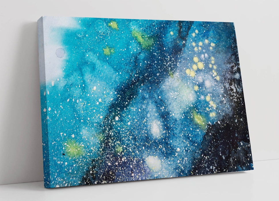 Canvas Wall Art - Abstract Blue Splash Print | Modern Home Artwork Ready To Hang