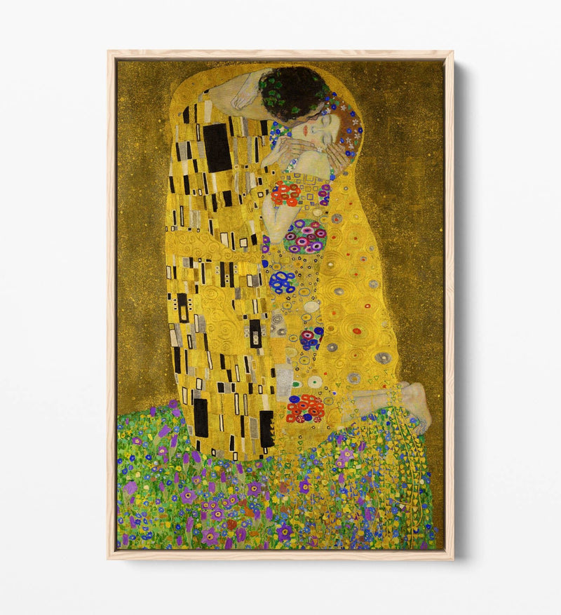 Float Effect Canvas Art – Gustav Klimt The Kiss Gold Framed Wall Art Print