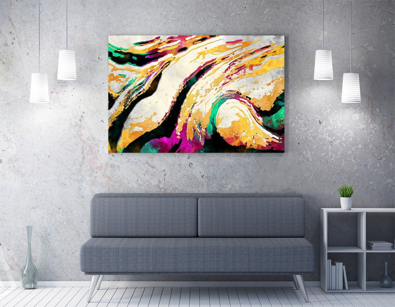 Abstract Canvas Art - Framed Wall Art Print | Colorful Swirl Pattern Bedroom Decor
