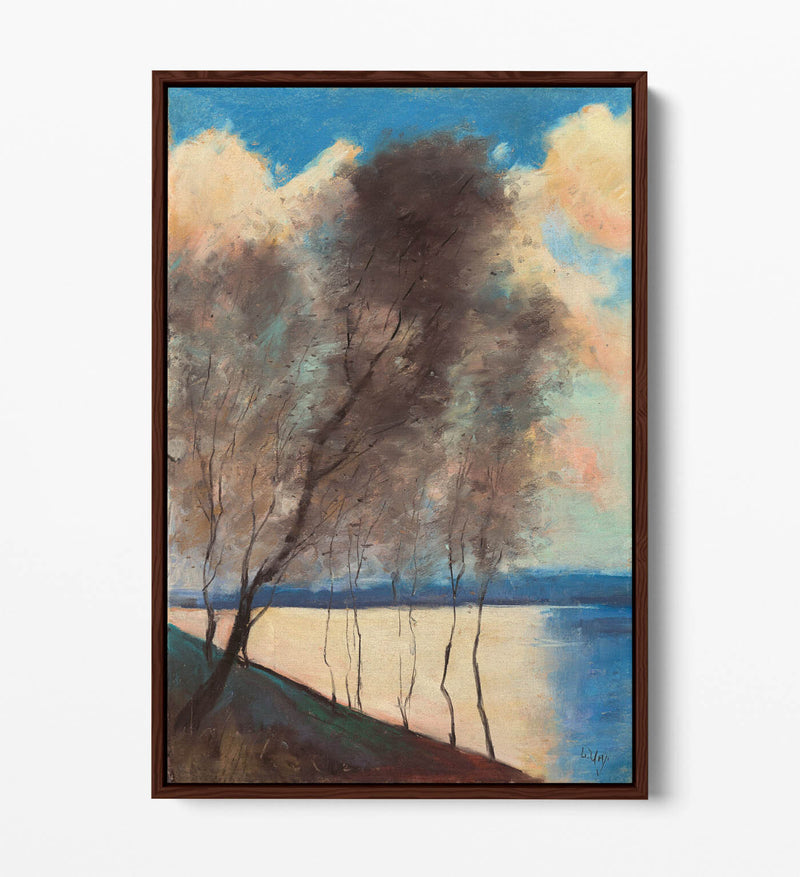 Canvas Wall Art - Tree River Landscape Float Effect Canvas Picture Print