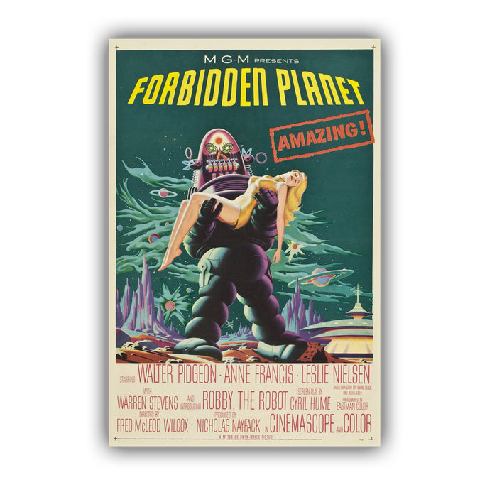Forbidden Planet Canvas Art – Vintage Sci Fi Movie Poster on Archival Grade Canvas Wall Decor