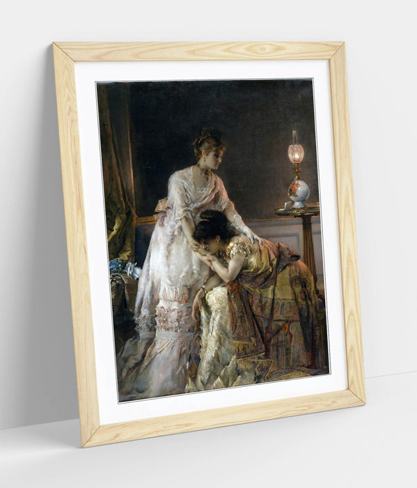 Framed Wall Art - Alfred Stevens After The Ball Poster Print With Wood Grain Frame