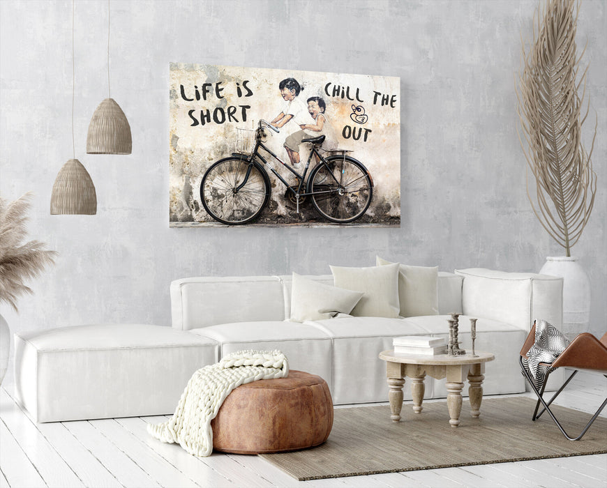 LIFE IS SHORT CANVAS WALL GRAFFITI ART PRINT ARTWORK FRAMED POSTER NOT BANKSY
