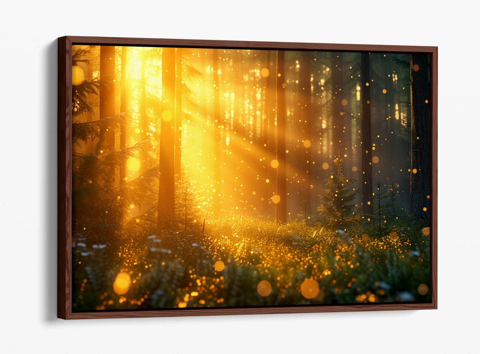 SPARKLING SUNLIGHT FOREST LANDSCAPE HOME DECOR FLOAT EFFECT CANVAS ART PRINT