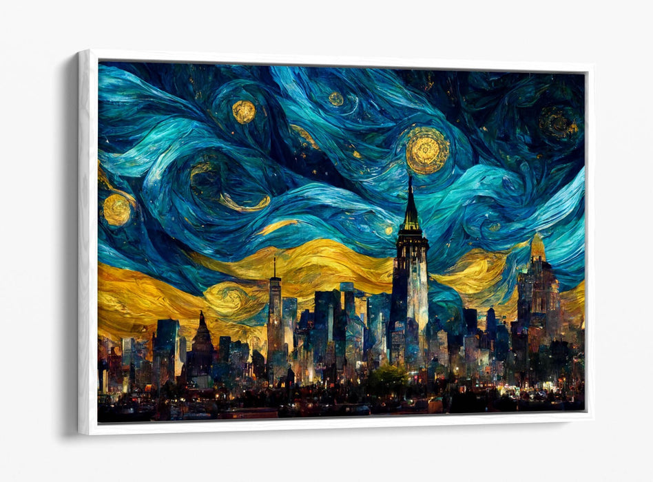 Canvas Art Print | Van Gogh Starry Night Style Wall Canvas Art with Float Frame