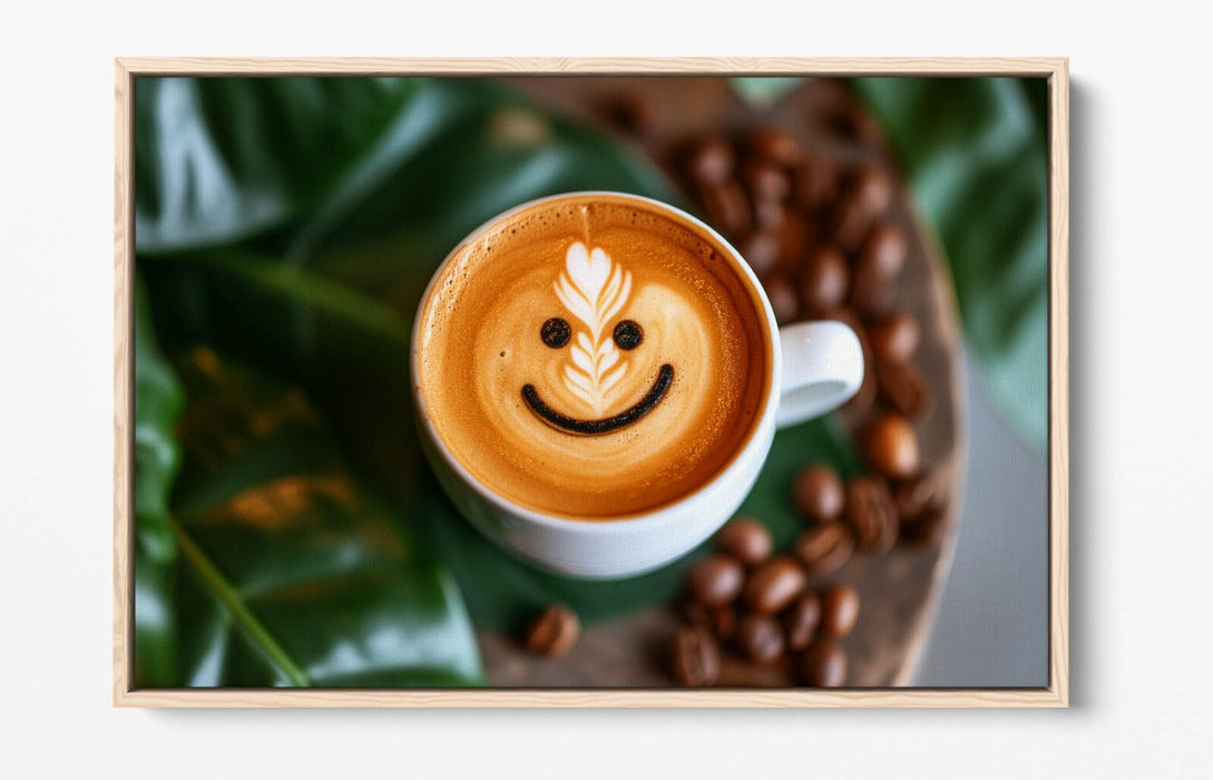 Smiley Face Canvas Art – Cute Coffee Home Decor | Float Effect Canvas Print