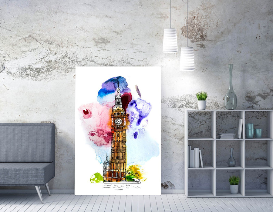Big Ben Canvas Art - London Wall Decor | Handmade Watercolour Canvas Print