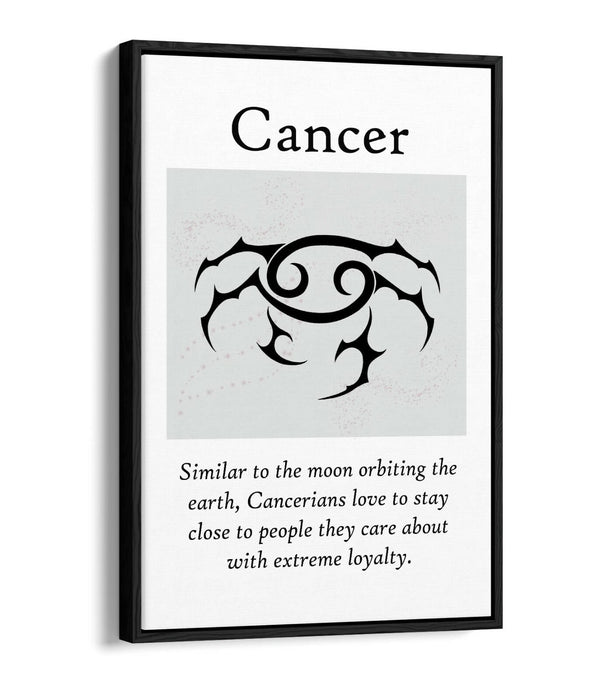 CANCER STAR SIGN ZODIAC ASTROLOGY QUOTE -FLOAT EFFECT CANVAS WALL ART PRINT