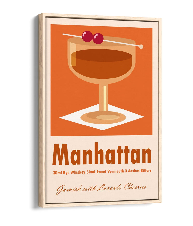 Manhattan Cocktail Poster - Premium Canvas Wall Art | Float Effect, Vibrant Colors
