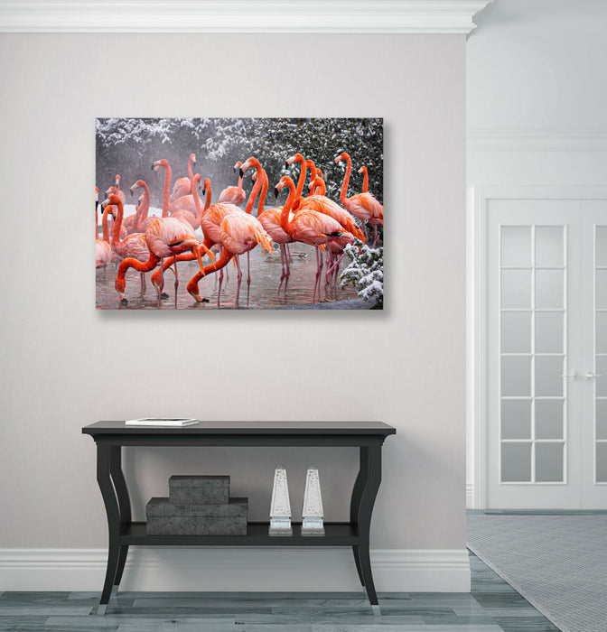 FLAMINGOS  CANVAS WALL ART PICTURE ARTWORK FRAMED PRINT DEEP FRAMED