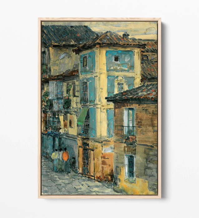Float Effect Canvas Art - Spanish Street Scene On Premium MDF Frame, Ready To Hang