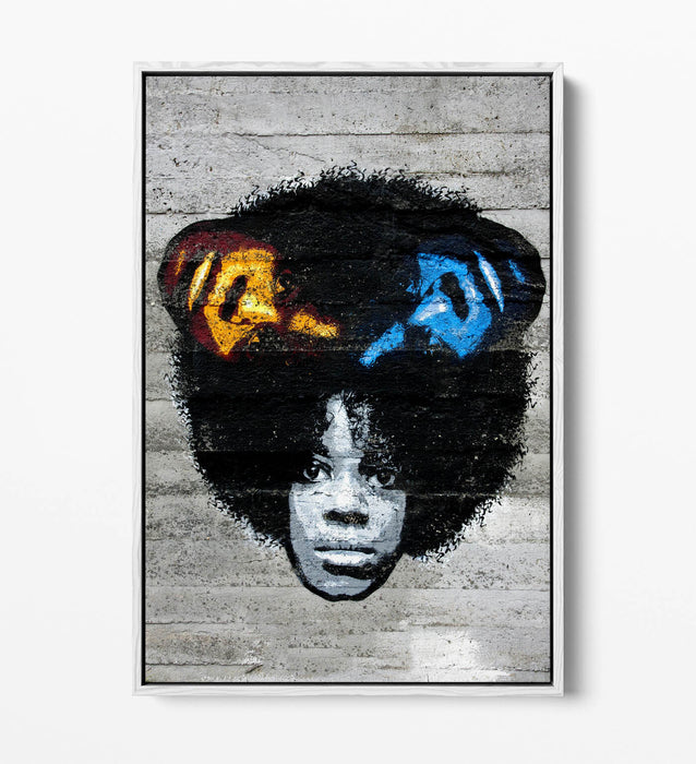 Canvas Wall Art Print - Multicolour Graffiti Black Woman | Float Effect, Premium Varnish Finish