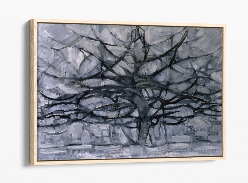 PIET MONDRIAN GRAY TREE -FLOAT EFFECT CANVAS WALL ART PIC PRINT- BLACK
