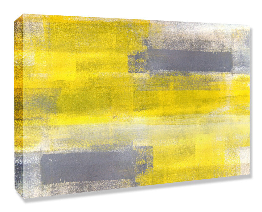 Yellow Grey Canvas Art - Modern Abstract Painting | 30mm Deep Frame, Ready To Hang