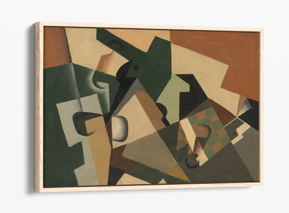 JUAN GRIS, GLASS AND CHECKERBOARD -FLOAT EFFECT CANVAS WALL ART PRINT