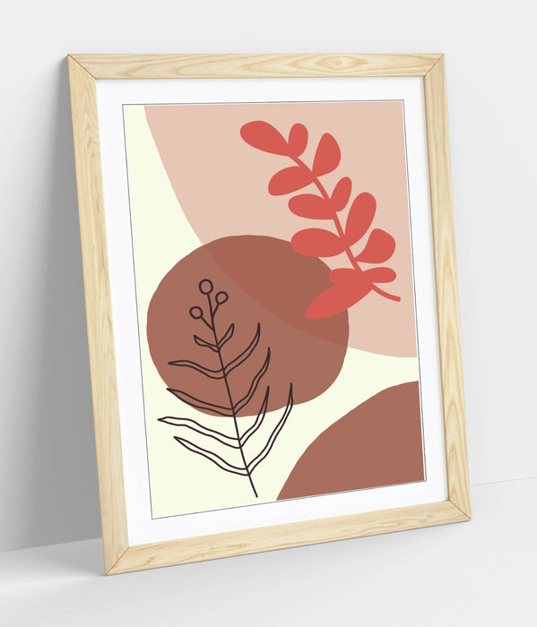BOTANICAL BAUHAUS LEAF TRENDY MINIMALIST -FRAMED WALL ART PICTURE PRINT ARTWORK