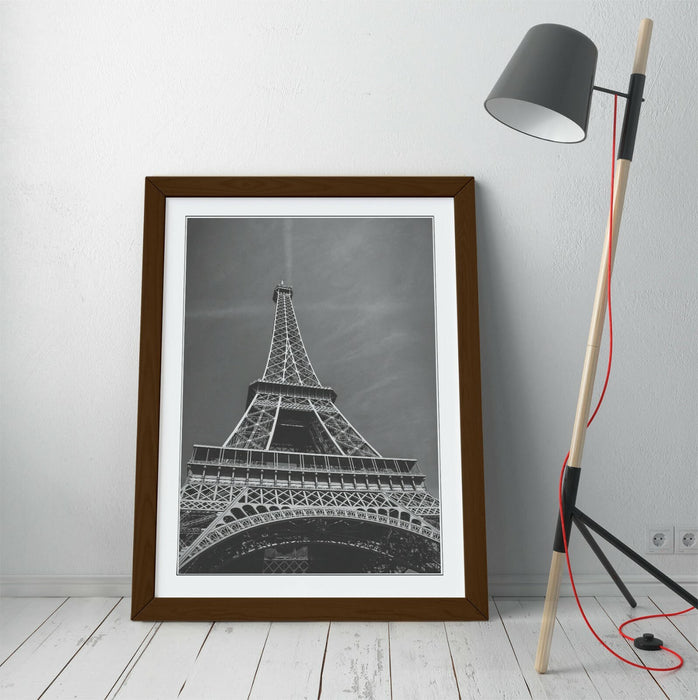 Eiffel Tower Wall Art – Paris Framed Print | Handmade UK Art, Wood Grain Frame