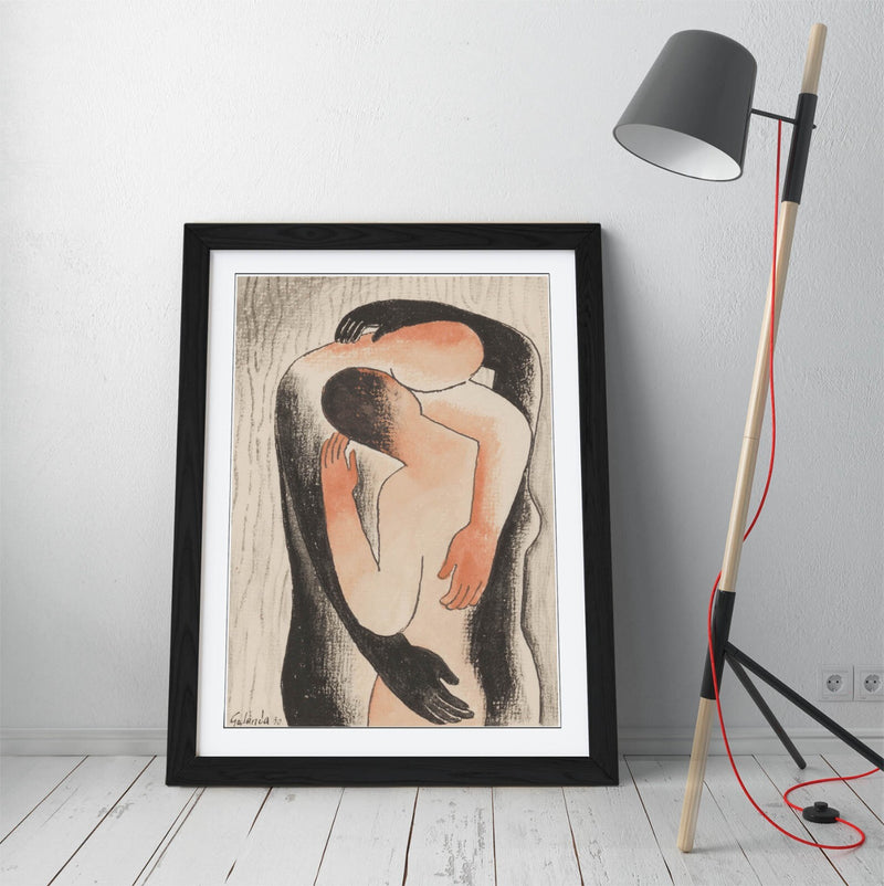 Framed Wall Art Poster - 'Mikulas Galanda, The Embrace' Handmade UK Framed Print