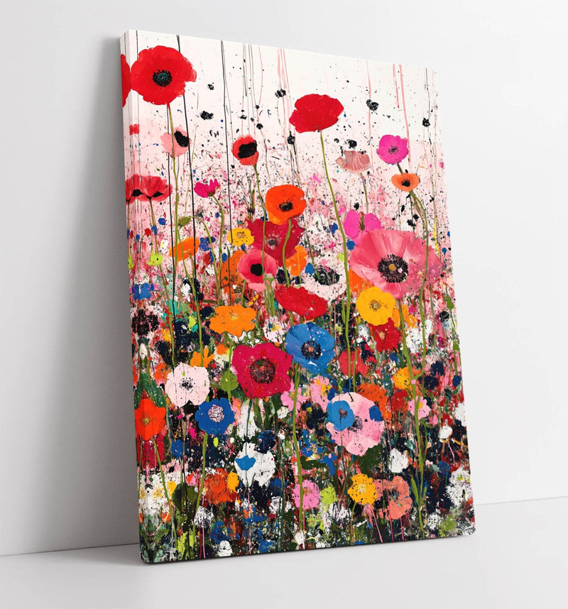 Poppy Canvas Wall Art - Multi Color Artwork | Handmade UK Canvas Print