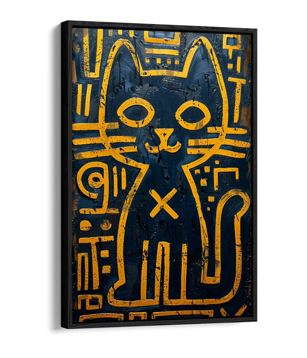 Graffiti Canvas Art – Yellow Cat Print on Float Frame Canvas Wall Decor