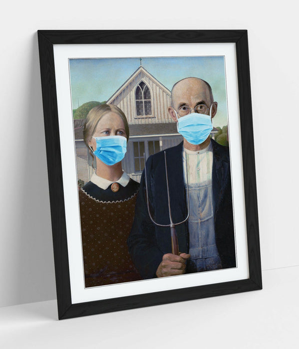 Banksy Framed Poster - American Gothic Wall Art Print, Handmade Matte Finish Art