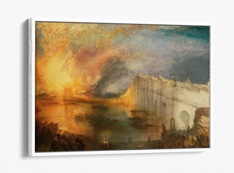Float Effect Canvas Art - J W M Turner Burning of the Houses Premium Print with 30mm Deep Frame