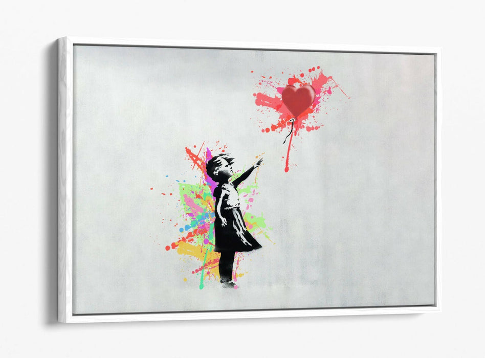 BANKSY, BALLOON GIRL RAINBOW SPLASH ART 2 -FLOAT EFFECT CANVAS WALL ART PRINT
