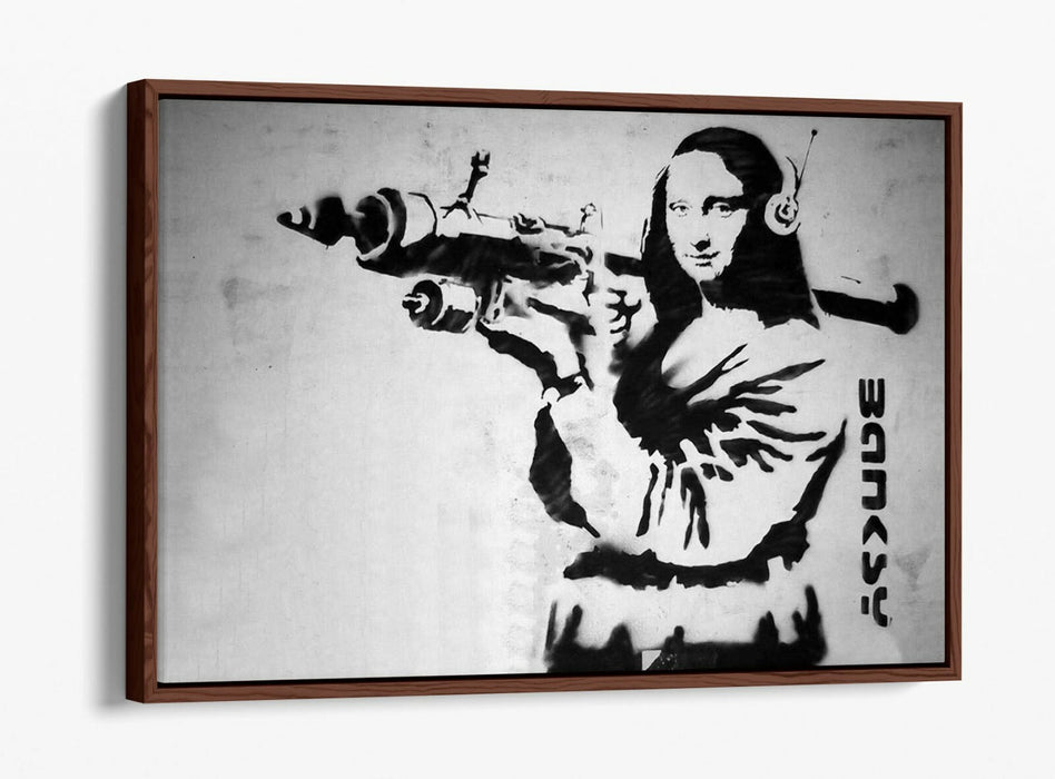 MONA LISA BAZOOKA FLOAT EFFECT CANVAS WALL ART PIC PRINT GRAFFITI-