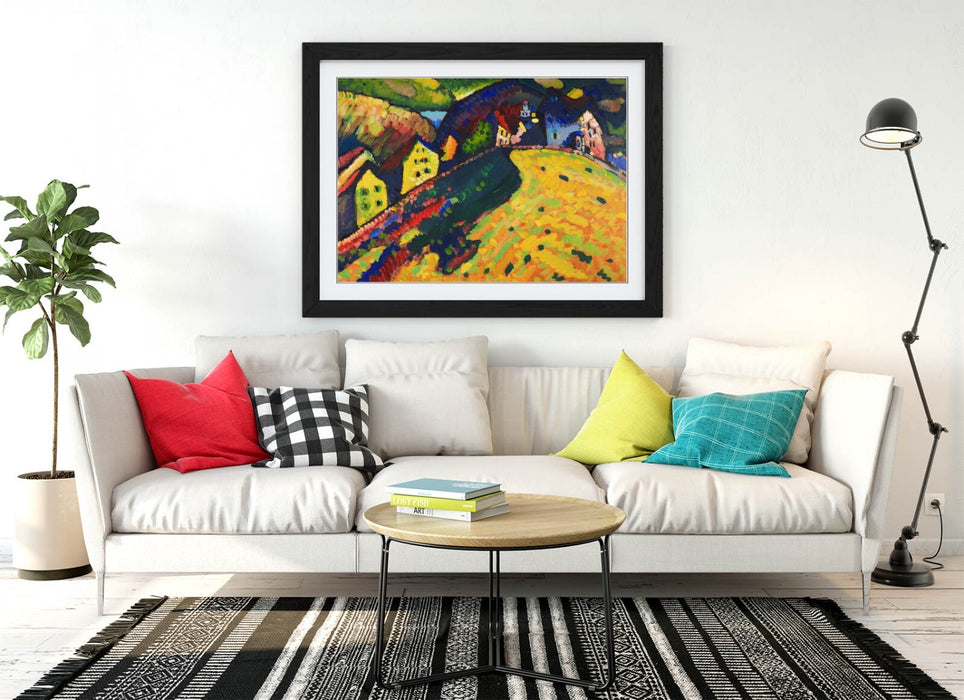 Framed Wall Art - Kandinsky Houses at Murnau Poster | Handmade UK Woodgrain Frame