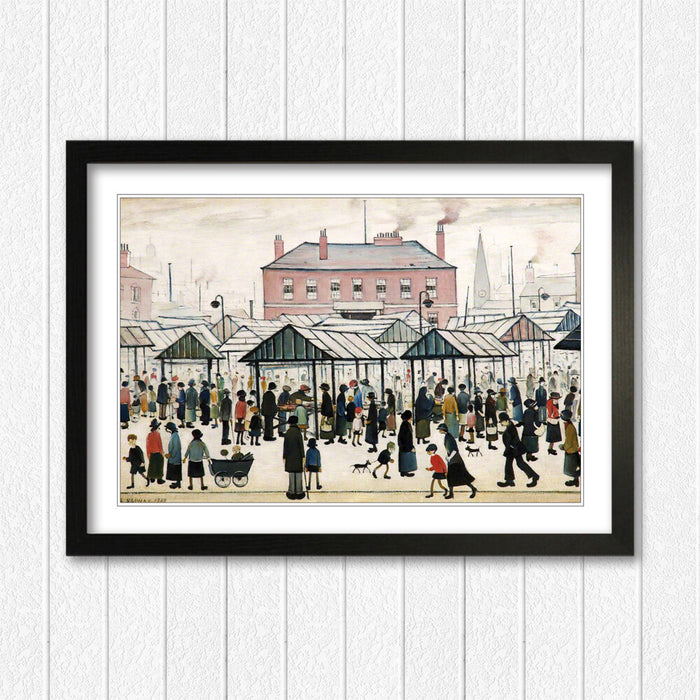 Market Scene Northern FRAMED WALL ART PRINT PAINTING Artwork LS Lowry Style