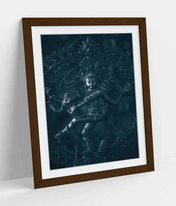Dancing Shiva Poster – Handmade UK Framed Wall Art | Hinduism Art Print Grey