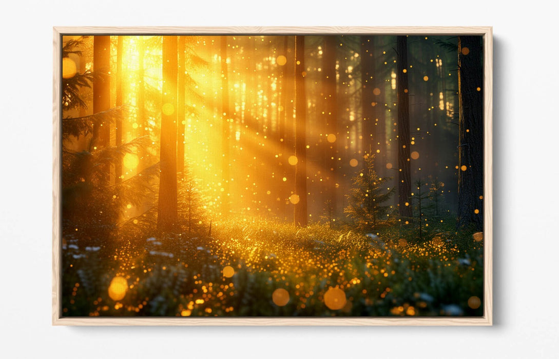 SPARKLING SUNLIGHT FOREST LANDSCAPE HOME DECOR FLOAT EFFECT CANVAS ART PRINT