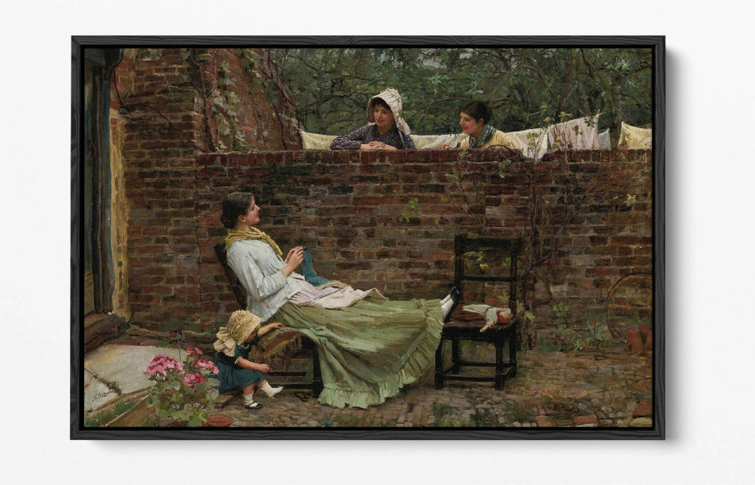 JOHN WILLIAM WATERHOUSE GOSSIP -FLOAT EFFECT CANVAS WALL ART PIC PRINT- BEIGE