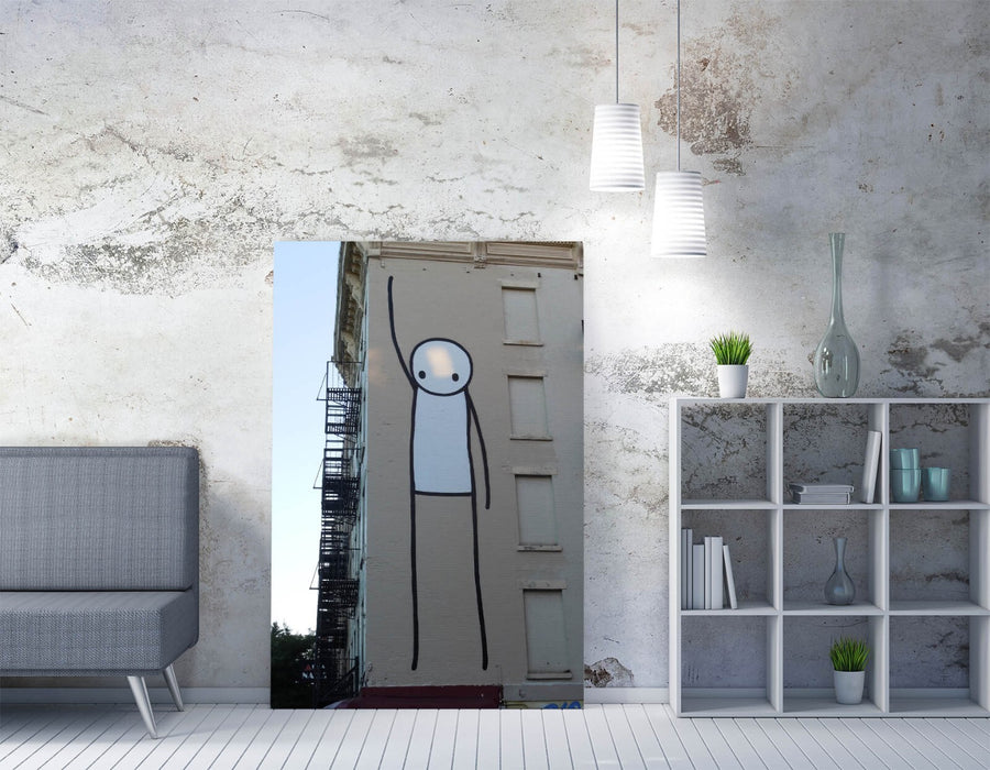 Canvas Wall Art – Stik Giant Stick Man Funny Graffiti Print on Archival Grade Canvas